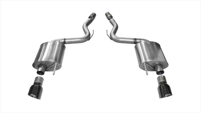 14329BLK 3.0 Inch Axle-Back Touring Dual Exhaust Black 4.5 Inch Tips 15-17 Mustang GT Fastback 5.0L Stainless Steel Corsa Performance