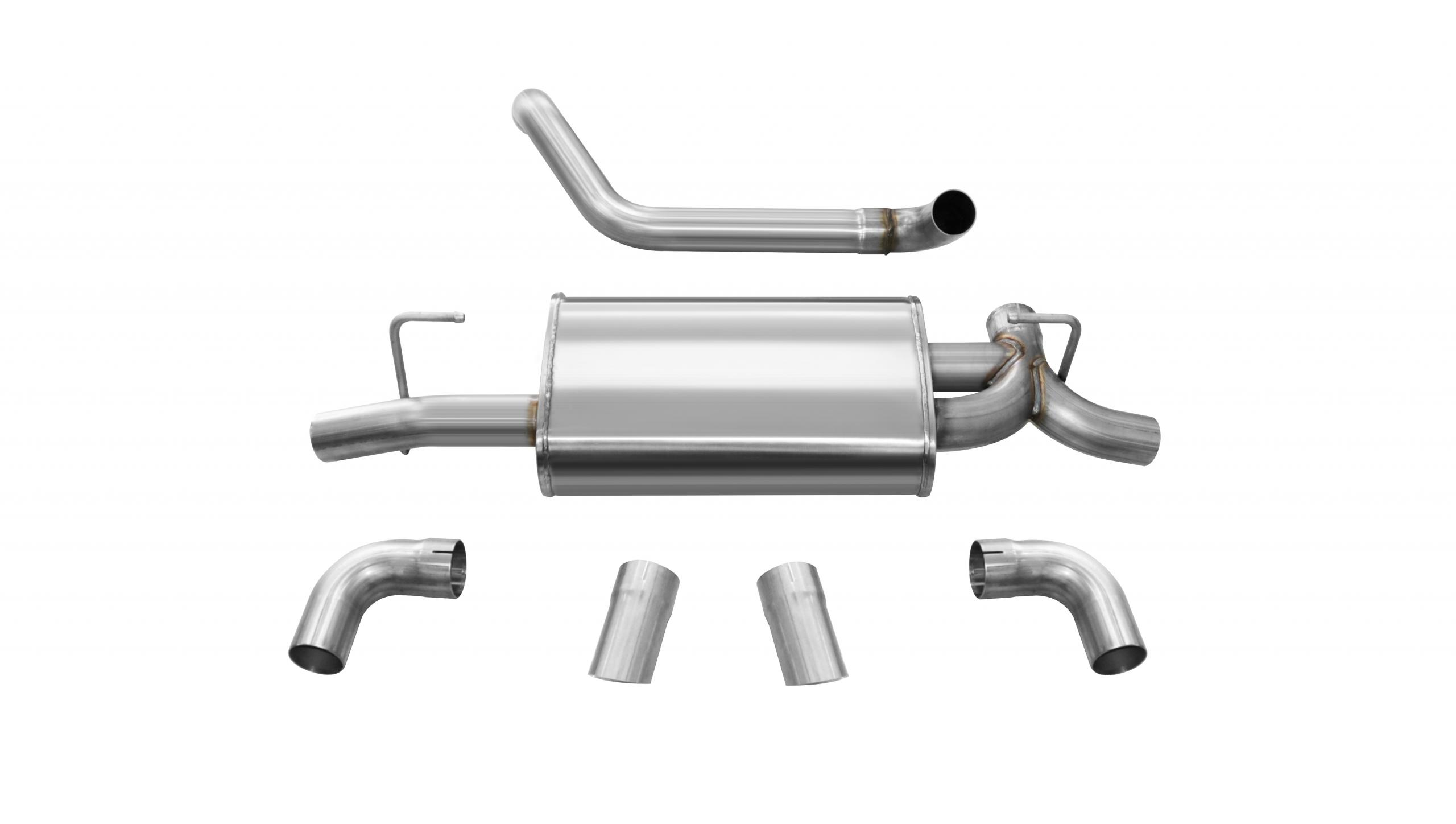 21013 Jeep JL Axle Back Exhaust 2.5 Inch Dual Rear Exit W/Turn Down Outlets 18 Wrangler JL Sport Polished db By Corsa