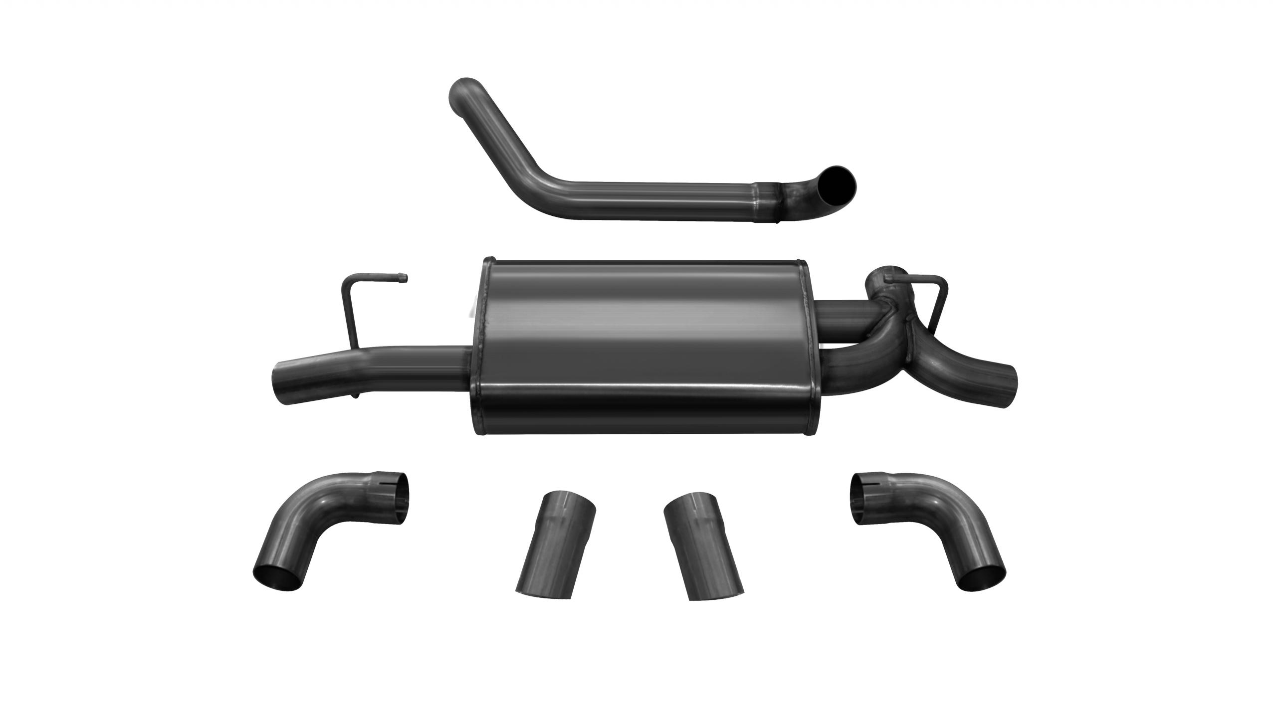 21013BLK Jeep JL Axle Back Exhaust 2.5 Inch Dual Rear Exit W/Turn Down Outlets 18 Wrangler JL Sport Black db By Corsa