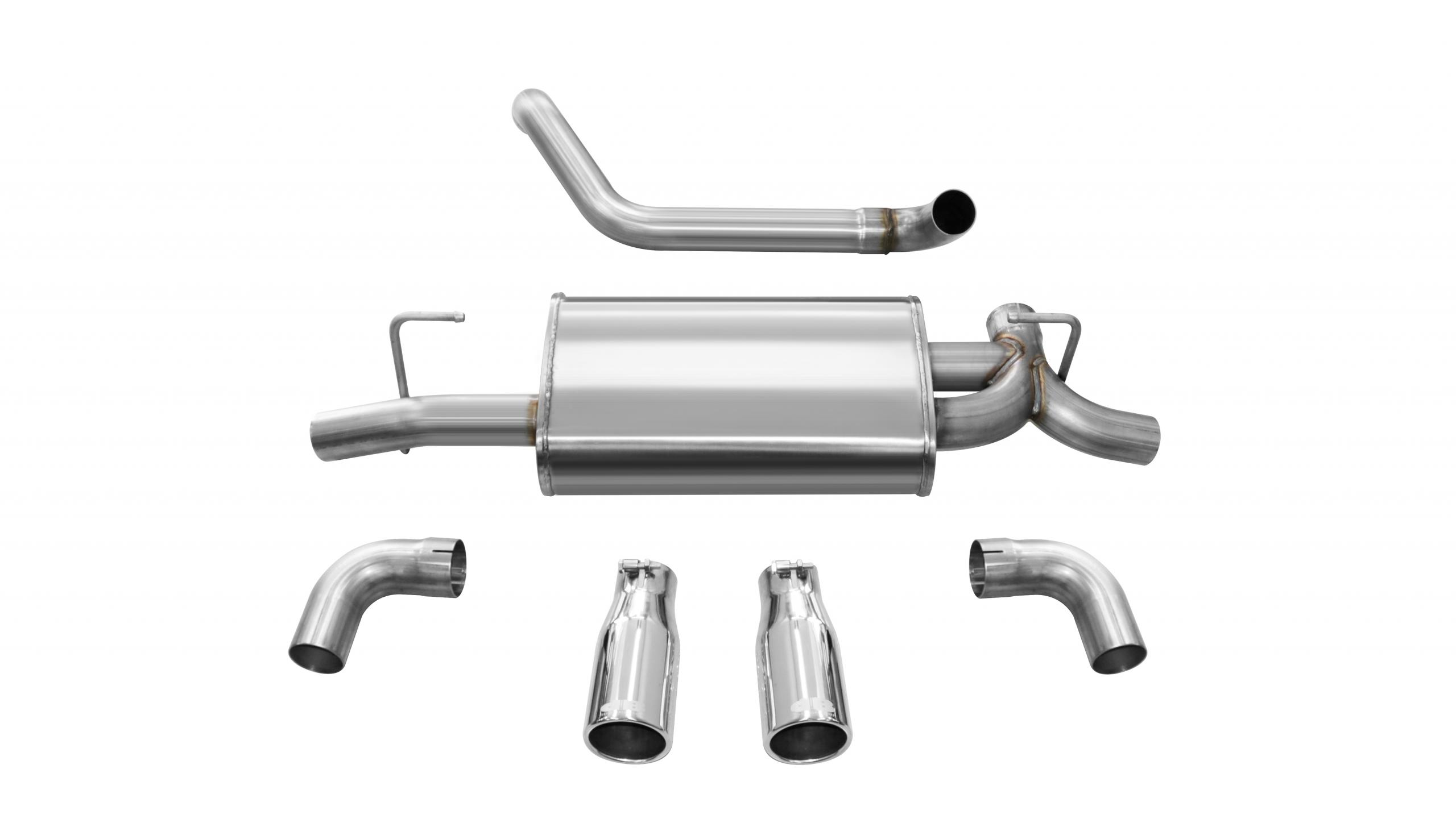 21014 Jeep JL Axle Back Exhaust 2.5 Inch Dual Rear Exit W/Rolled 3.5 Inch Tips 18 Wrangler JL Sport Polished db By Corsa