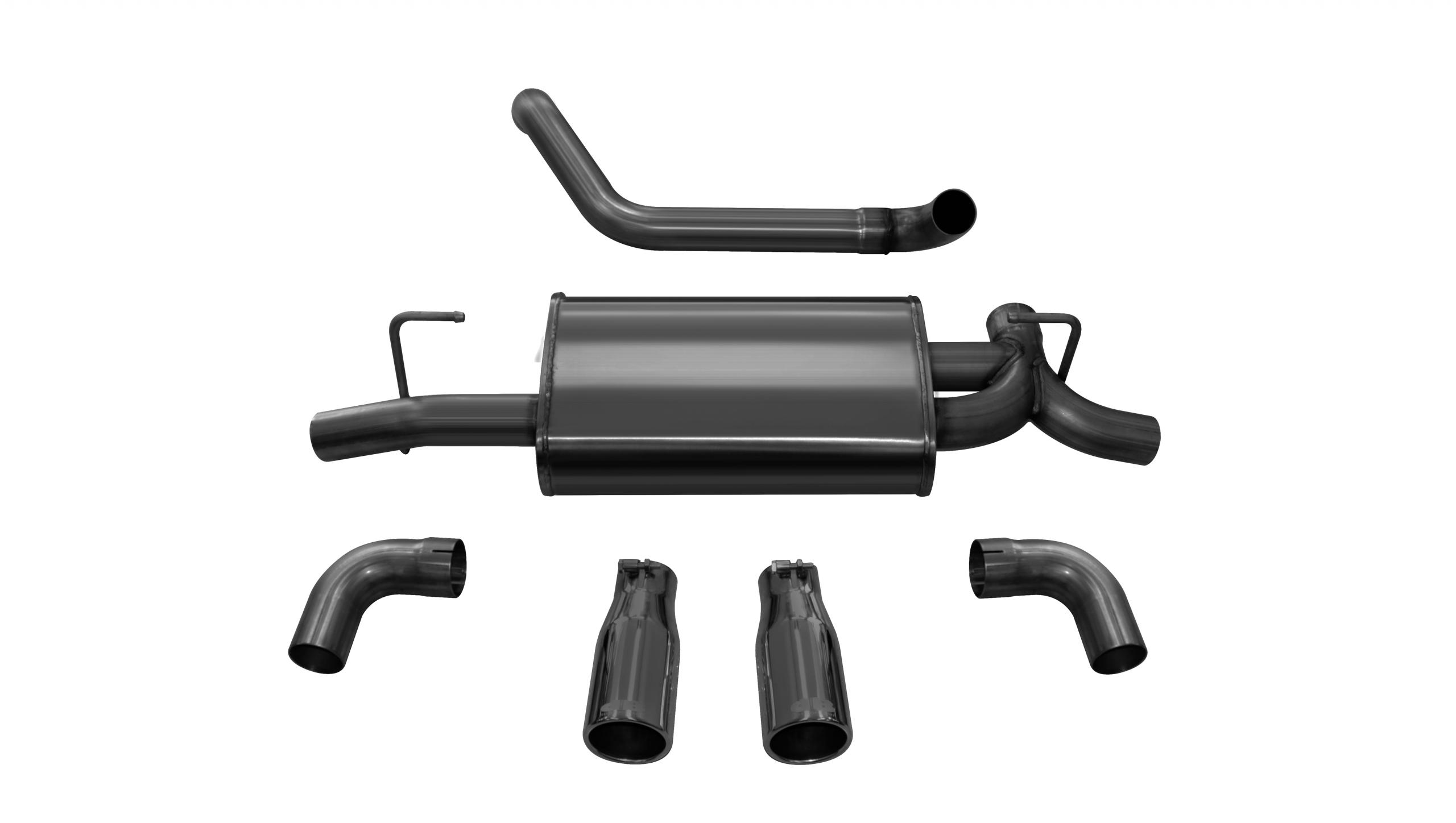 21014BLK Jeep JL Axle Back Exhaust 2.5 Inch Dual Rear Exit W/Rolled 3.5 Inch Tips 18 Wrangler JL Sport Black db By Corsa