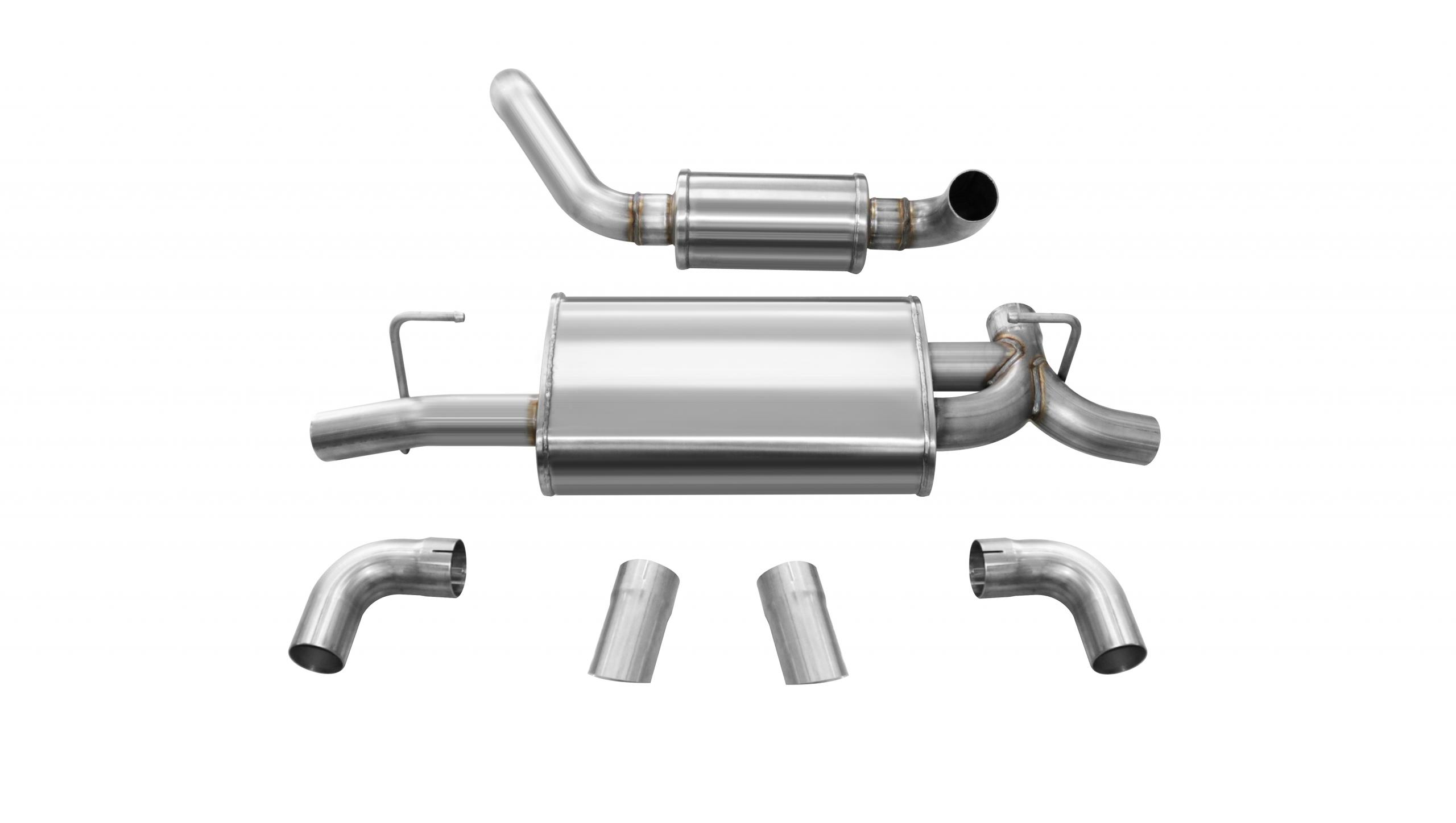 21015 Jeep JL Axle Back Exhaust 2.5 Inch Dual Rear Exit W/Turn Down Outlets 18 Wrangler JL Touring Polished db By Corsa