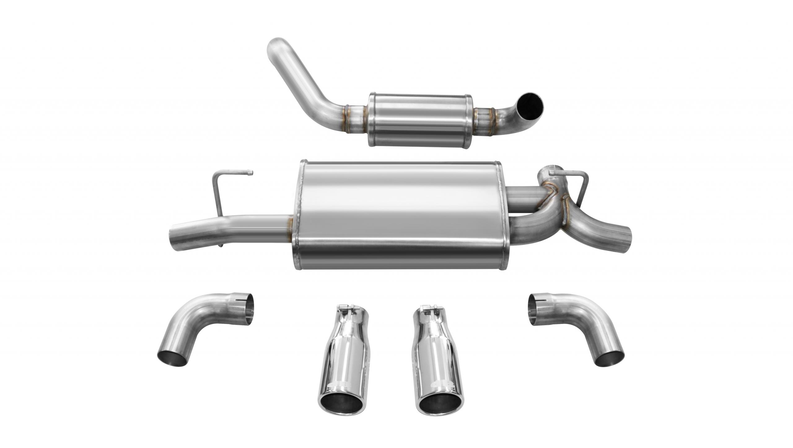 21016 Jeep JL Axle Back Exhaust 2.5 Inch Dual Rear Exit W/Rolled 3.5 Inch Tips 18 Wrangler JL Touring Polished db By Corsa