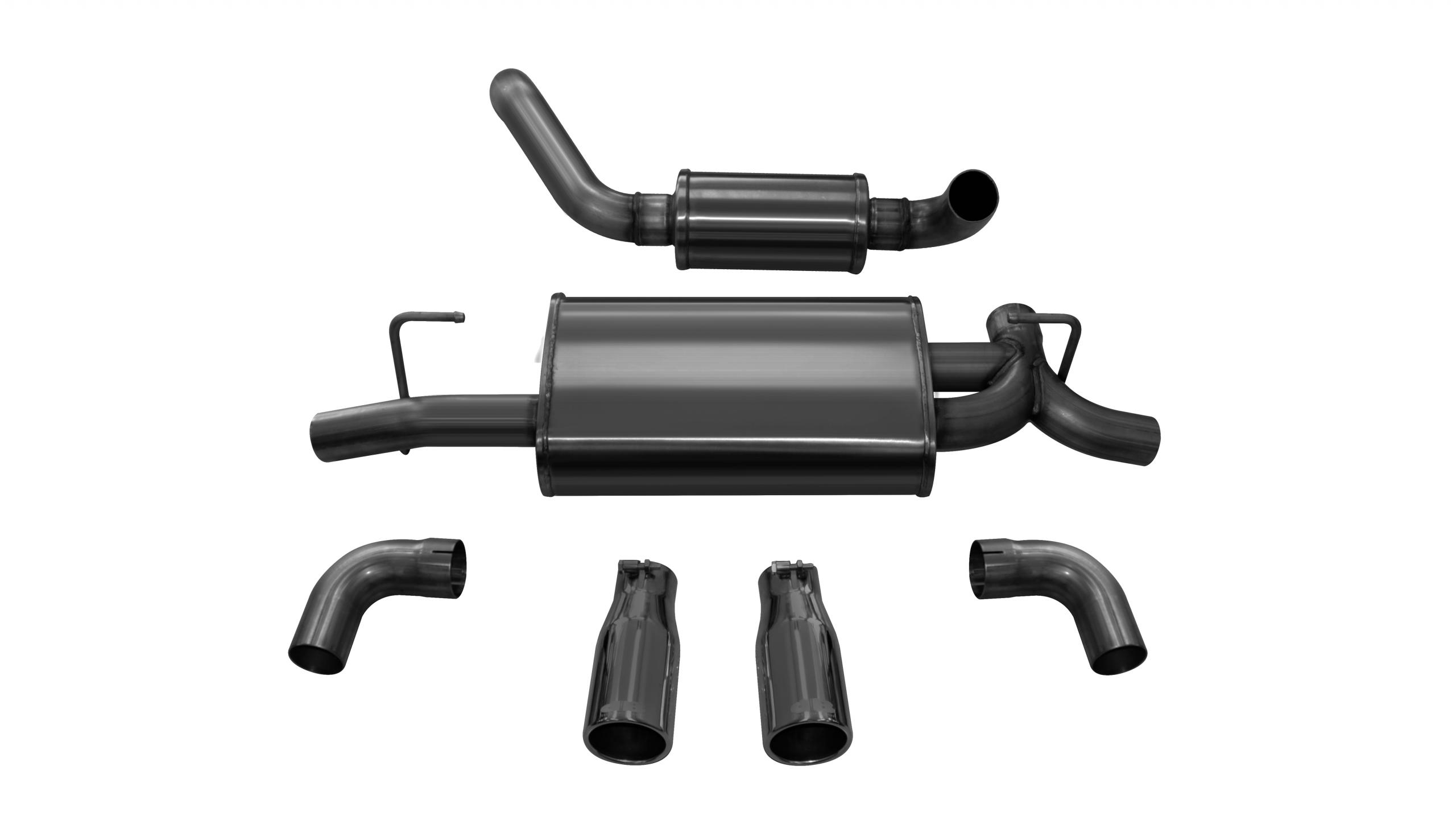 21016BLK Jeep JL Axle Back Exhaust 2.5 Inch Dual Rear Exit W/Rolled 3.5 Inch Tips 18 Wrangler JL Touring Black db By Corsa