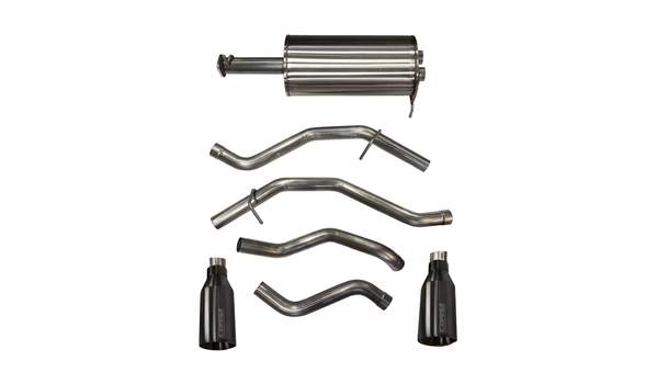 21035GNM 2019 Ram 1500 V8 3.0 Inch Cat-Back Exhaust System Single 5.0 Inch Tips Gunmetal Sport Sound Level Corsa Performance