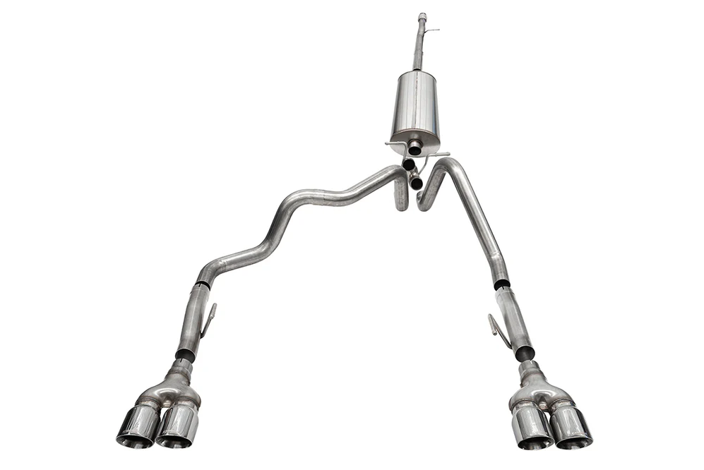 Corsa Sport 3.0 in Cat-Back DRE Turndown Polished Quad Tips 2022-2024 Silverado ZR2, Sierra AT4X 6.2L 147-1-2-WB 21238