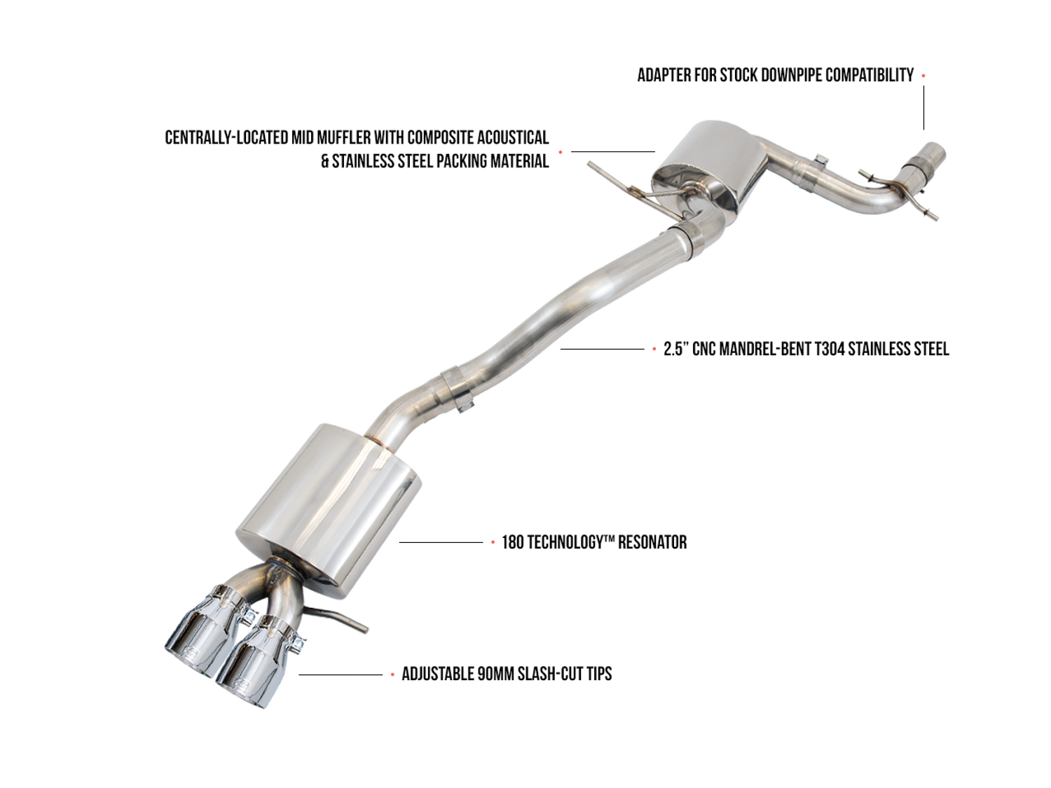 AWE Touring Edition Exhaust for MK5 Jetta 2.0T - GLI - Chrome Silver Tips 3015-22062