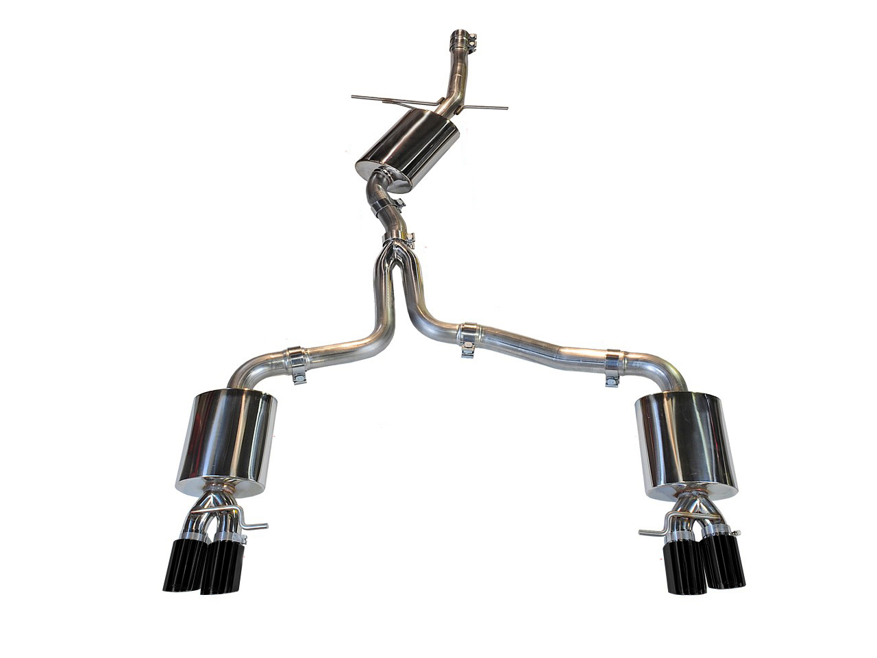 AWE Touring Edition Exhaust for B8/B8.5 A4 2.0T - Quad Tip, Diamond Black Tips 3015-43020