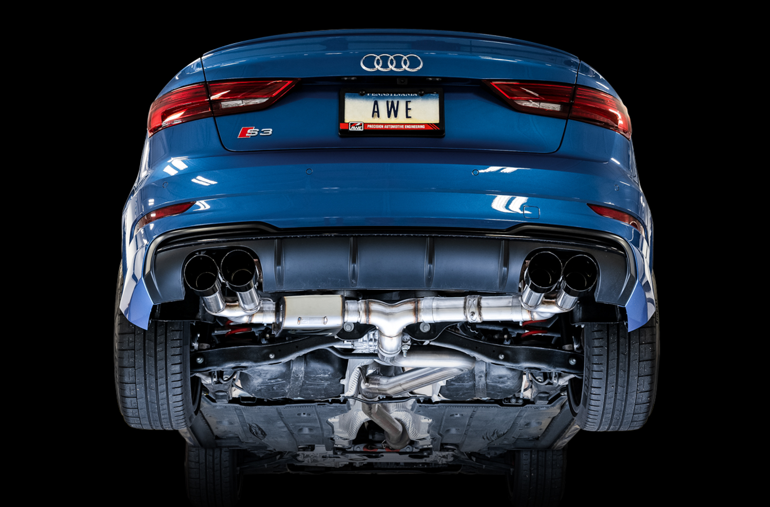 AWE SwitchPath™ Exhaust for Audi 8V S3 - Diamond Black Tips, 102mm 3025-43072