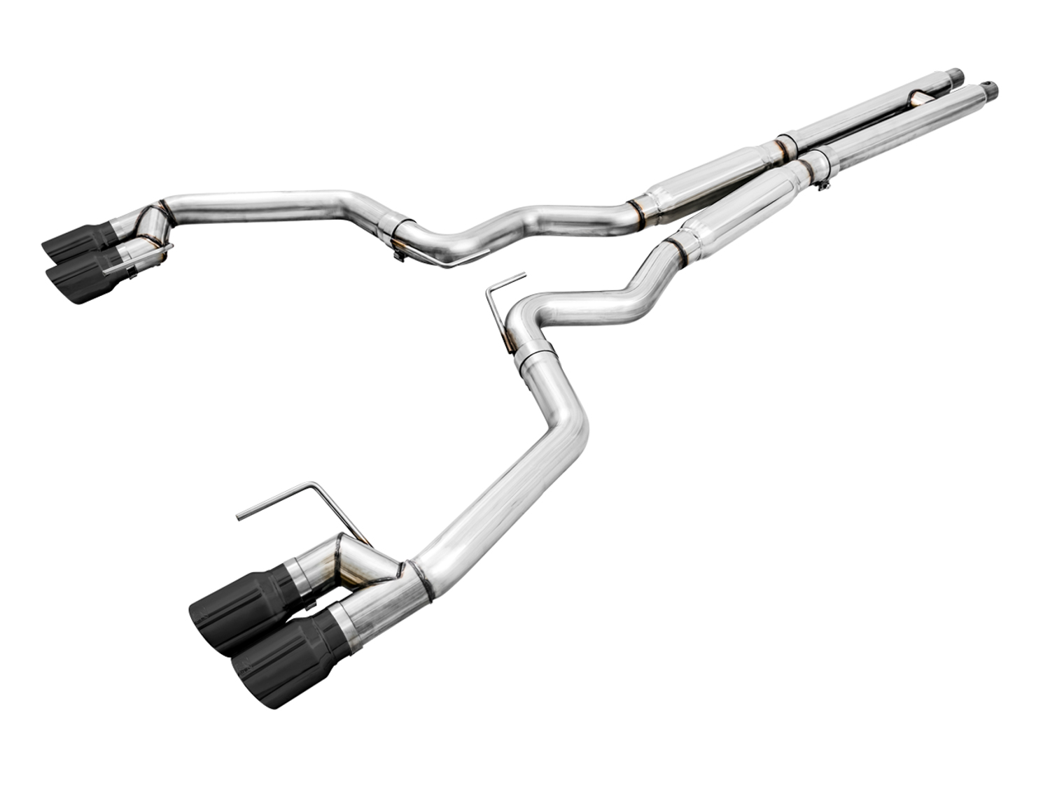 AWE Track Edition Cat-back Exhaust for the '18-'23 S550 Mustang GT - Quad Diamond Black Tips 3020-43072