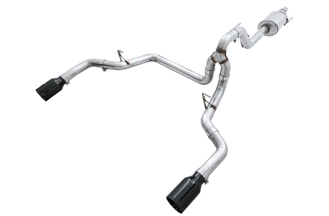 AWE 0FG Dual Exit Exhaust for '15-'20 F-150 - 5" Diamond Black Tips 3015-33120