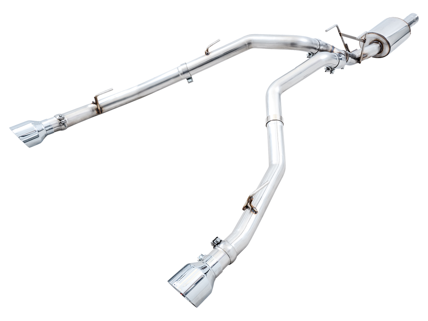 AWE 0FG Dual Rear Exit Catback for 4th Gen RAM 1500 5.7L (with bumper cutouts) - Chrome Silver Tips 3015-32002