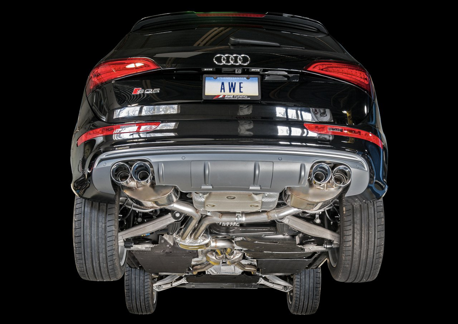 AWE Touring Edition Exhaust for 8R SQ5 - Quad Outlet, Chrome Silver Tips 3015-42052