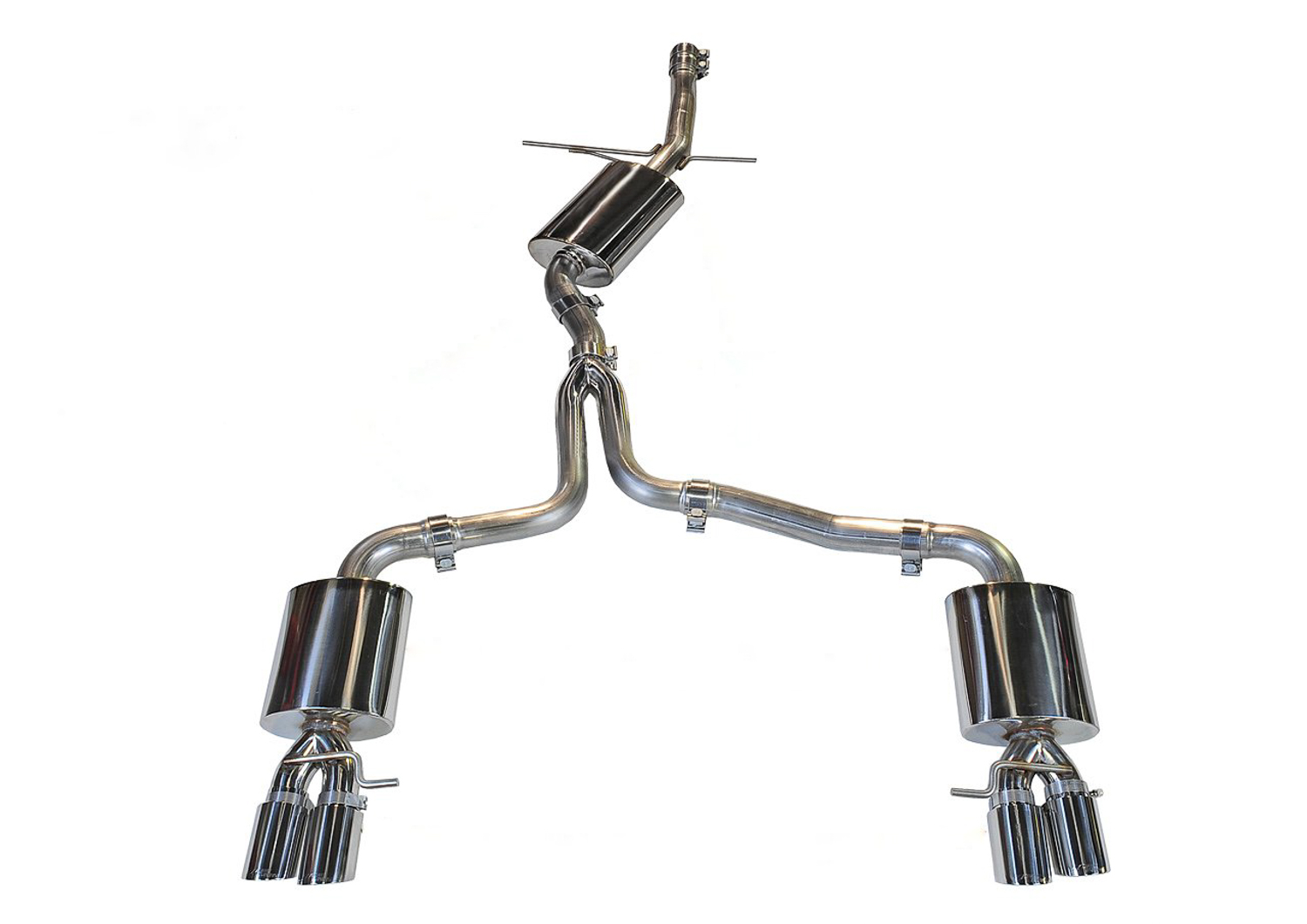 AWE Touring Edition Exhaust for B8/B8.5 A4 2.0T - Quad Tip, Chrome Silver Tips 3015-42018