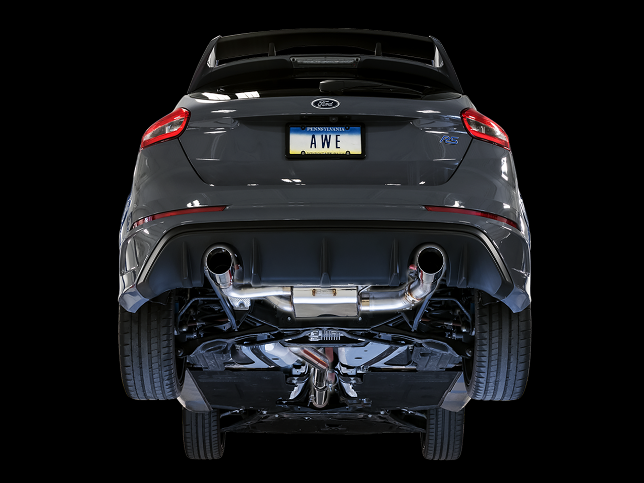 AWE SwitchPath™ Cat-back Exhaust (with Remote) for Ford Focus RS - Diamond Black Tips 3025-33024