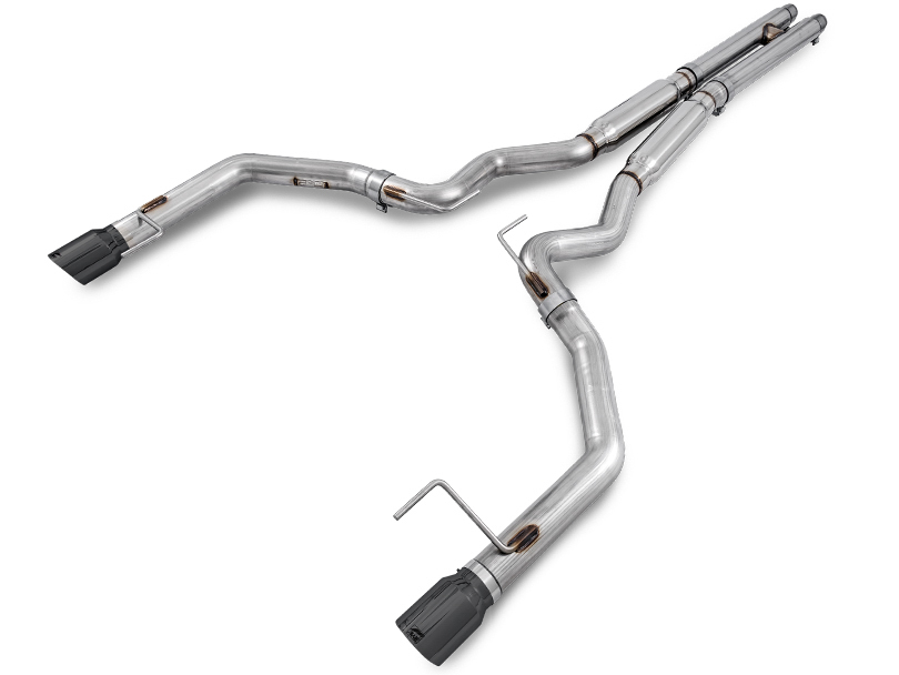 AWE Track Edition Cat-back Exhaust for S550 Mustang GT - Dual Tip - Diamond Black Tips 3020-33030