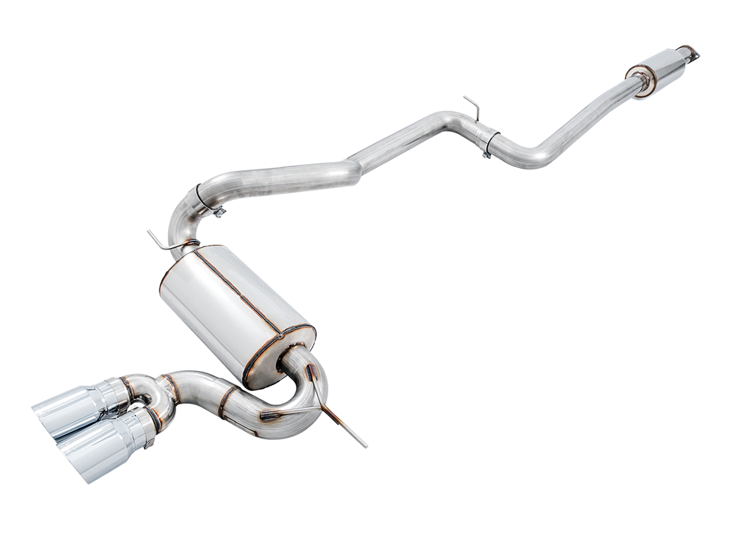 AWE Touring Edition Cat-back Exhaust for Ford Focus ST - Resonated - Chrome Silver Tips 3020-32038