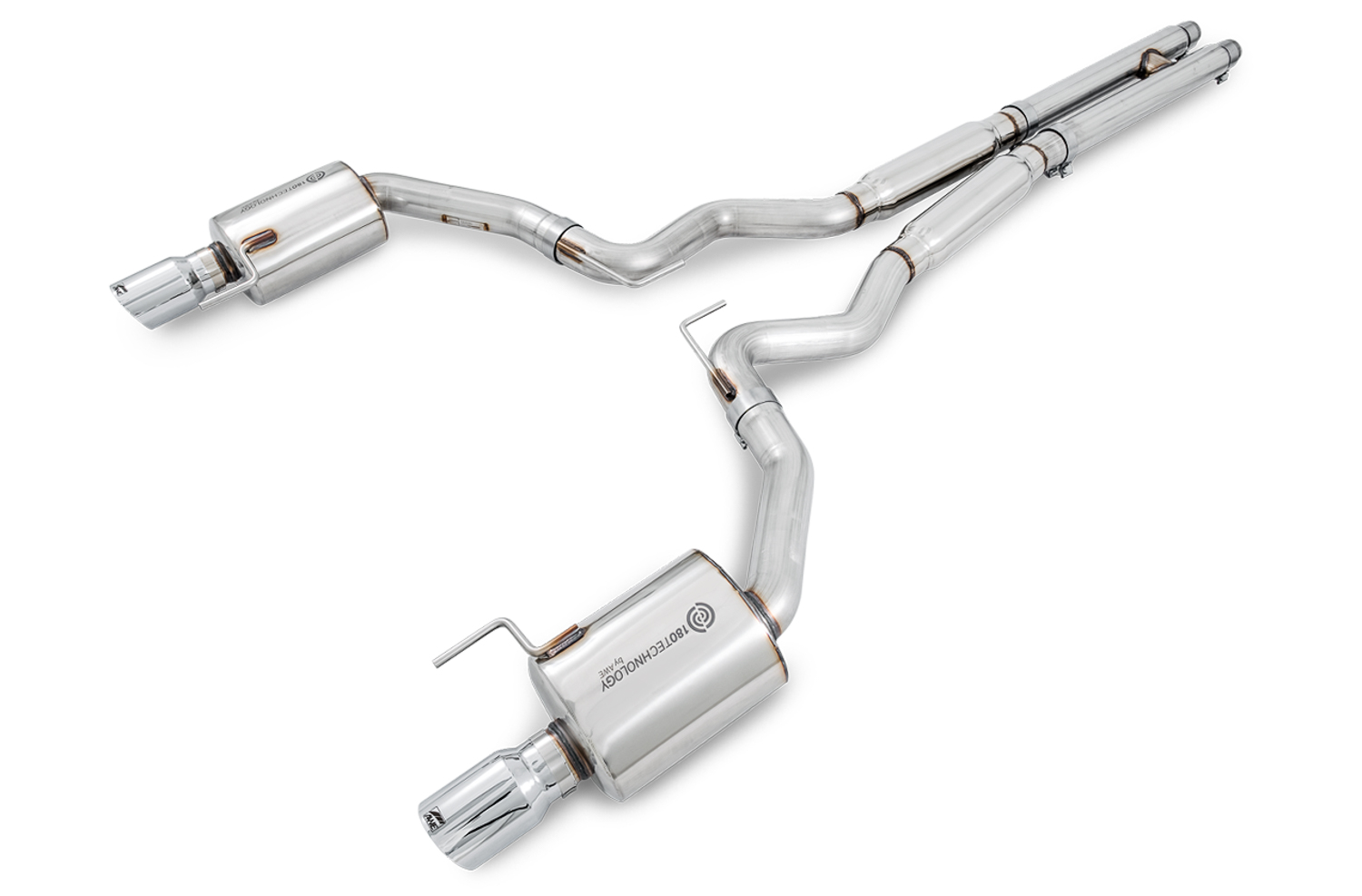 AWE Touring Edition Cat-back Exhaust for S550 Mustang GT - Dual Tip - Chrome Silver Tips 3015-32084